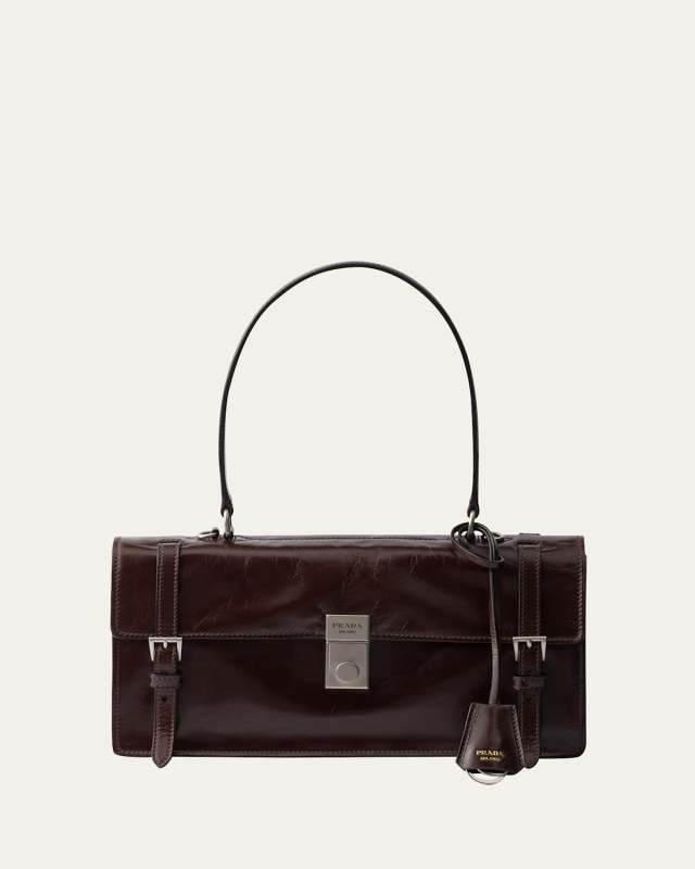 Medium Buckle Flap Leather Shoulder Bag